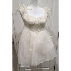 Freesia Cream Baby Doll Sequin & Tulle Dress Size XS NWT Bows Fairy Cottage Girl